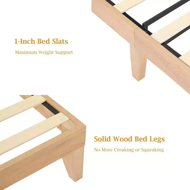 Rattan Queen Platform Bed with LED Headboard & Charging Station, 2Tier Storage Shelves, Solid Wood Slat Support, Underbed Storage, No Box Spring