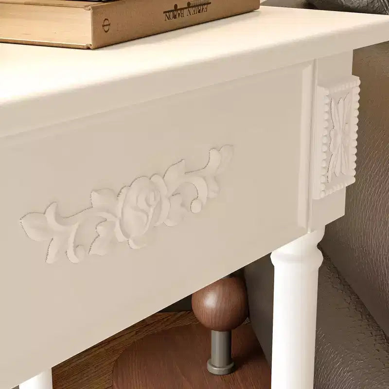 Famapy White/Black Vintage End Table with Drawer,Coffee Side Table,Bedside Table,Add Charm to Your Living Space