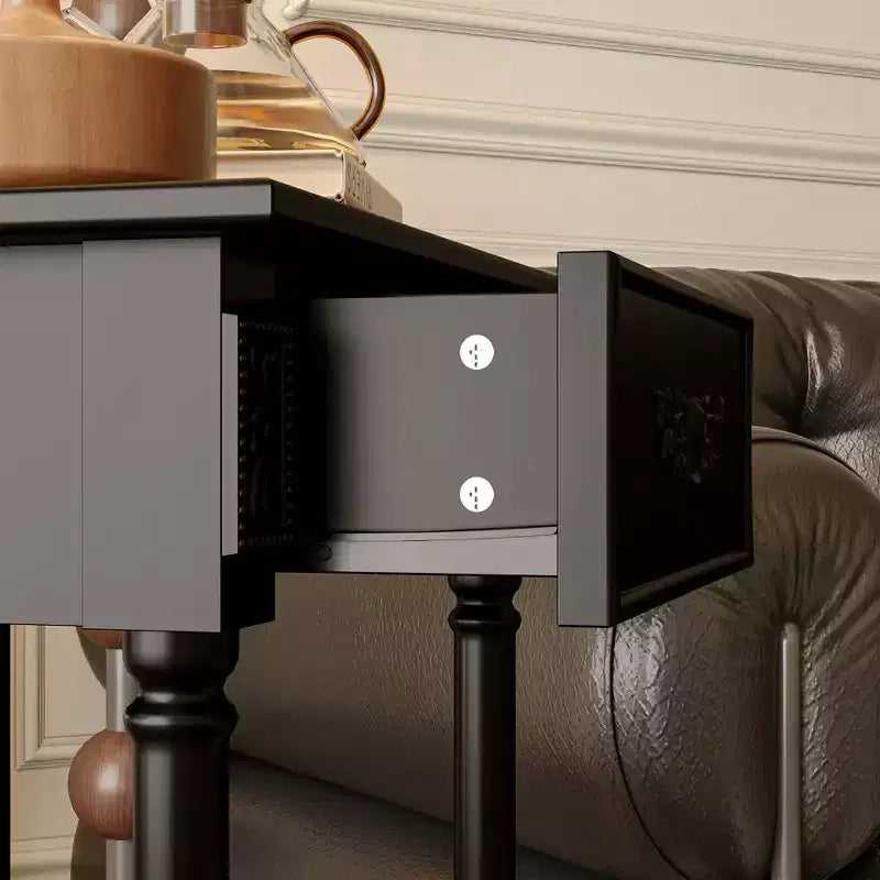 Famapy White/Black Vintage End Table with Drawer,Coffee Side Table,Bedside Table,Add Charm to Your Living Space