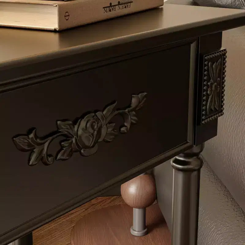 Famapy White/Black Vintage End Table with Drawer,Coffee Side Table,Bedside Table,Add Charm to Your Living Space