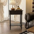 Famapy White/Black Vintage End Table with Drawer,Coffee Side Table,Bedside Table,Add Charm to Your Living Space