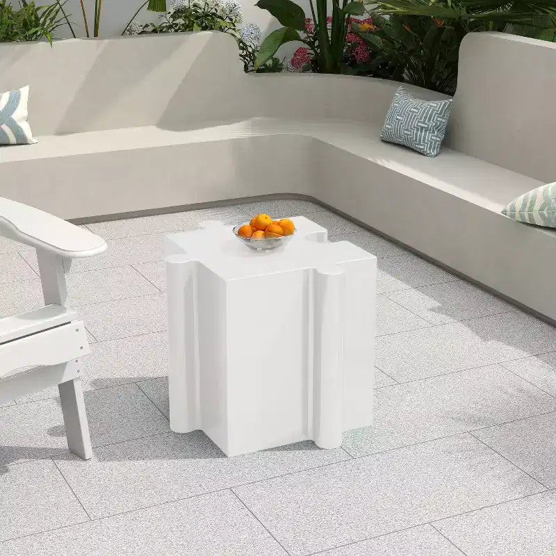 MAYEERTY 1 Pack Modular Puzzle Side Table, MGO Artistic End Table for Indoor Outdoor Living Room, Patio