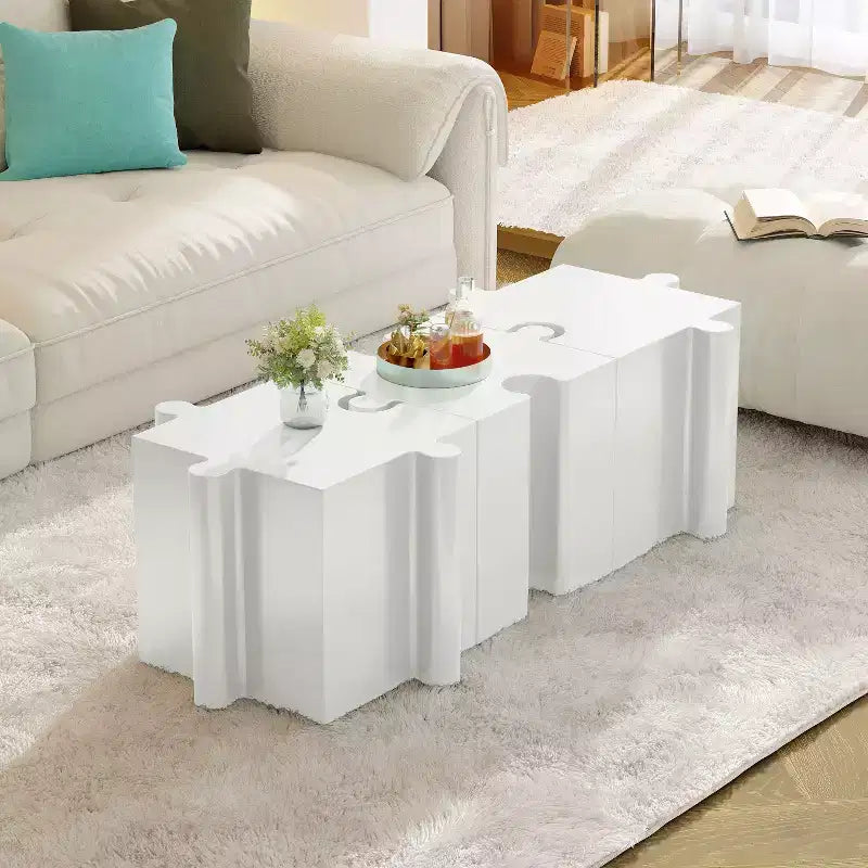 MAYEERTY 1 Pack Modular Puzzle Side Table, MGO Artistic End Table for Indoor Outdoor Living Room, Patio