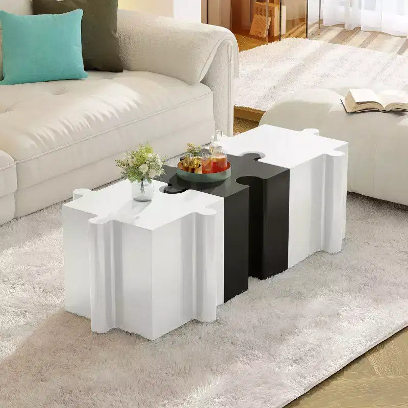 MAYEERTY 1 Pack Modular Puzzle Side Table, MGO Artistic End Table for Indoor Outdoor Living Room, Patio