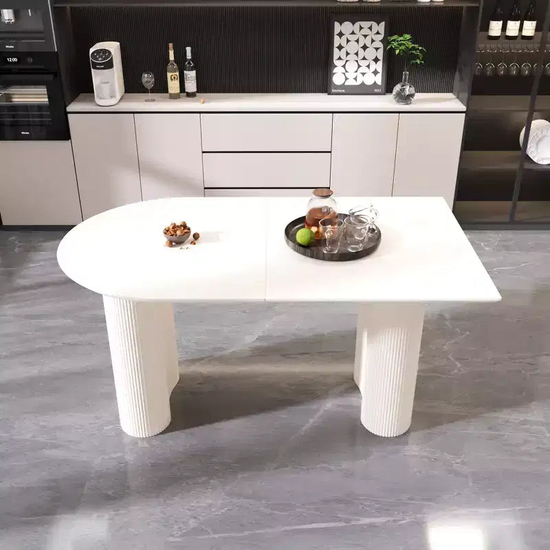 GDFStudio Hestia Modern Irregular Dining Table with Double Pedestal