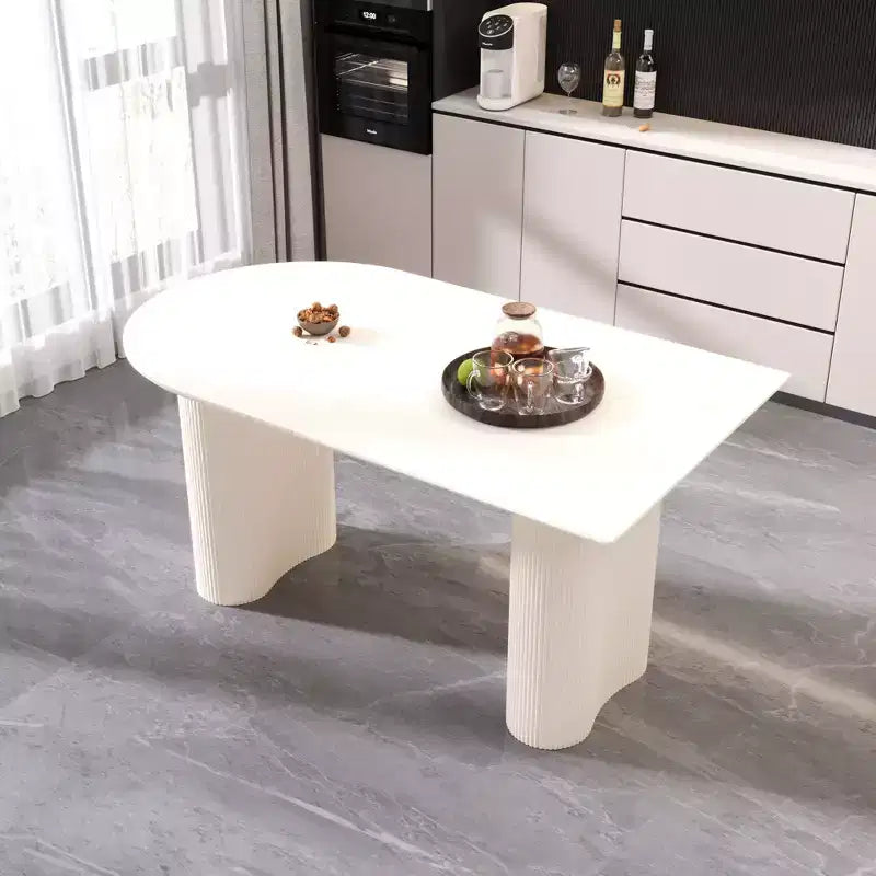 GDFStudio Hestia Modern Irregular Dining Table with Double Pedestal