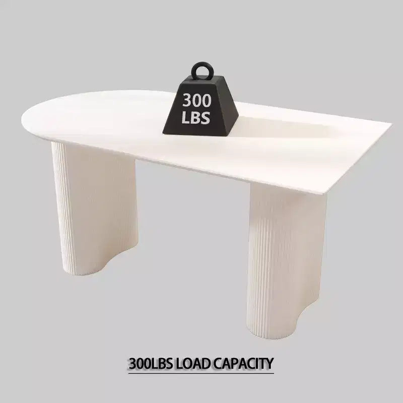 GDFStudio Hestia Modern Irregular Dining Table with Double Pedestal