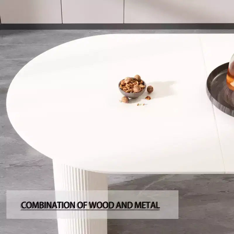 GDFStudio Hestia Modern Irregular Dining Table with Double Pedestal