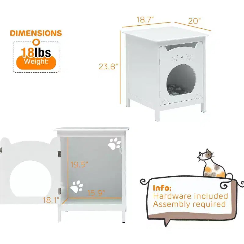 Modern Nightstand, Hidden Kitty Litter Cat House & Side Table, Cat Box Cabinet with Vent Holes, Wooden Cabinet for Cats, for Home