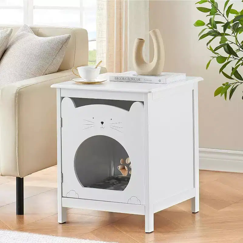 Modern Nightstand, Hidden Kitty Litter Cat House & Side Table, Cat Box Cabinet with Vent Holes, Wooden Cabinet for Cats, for Home
