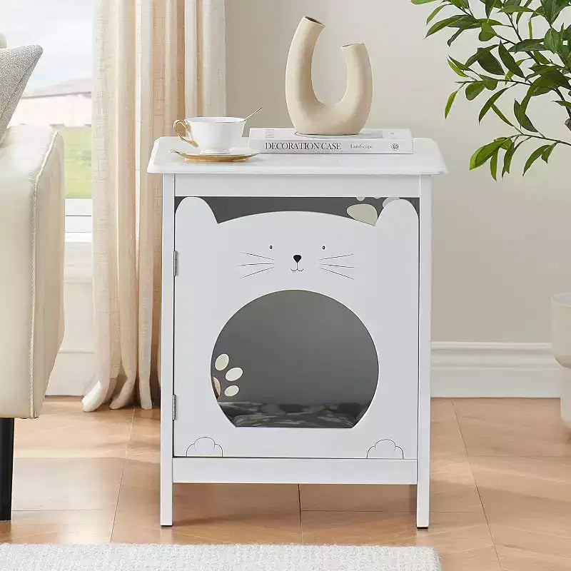 Modern Nightstand, Hidden Kitty Litter Cat House & Side Table, Cat Box Cabinet with Vent Holes, Wooden Cabinet for Cats, for Home