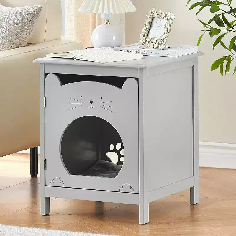 Modern Nightstand, Hidden Kitty Litter Cat House & Side Table, Cat Box Cabinet with Vent Holes, Wooden Cabinet for Cats, for Home