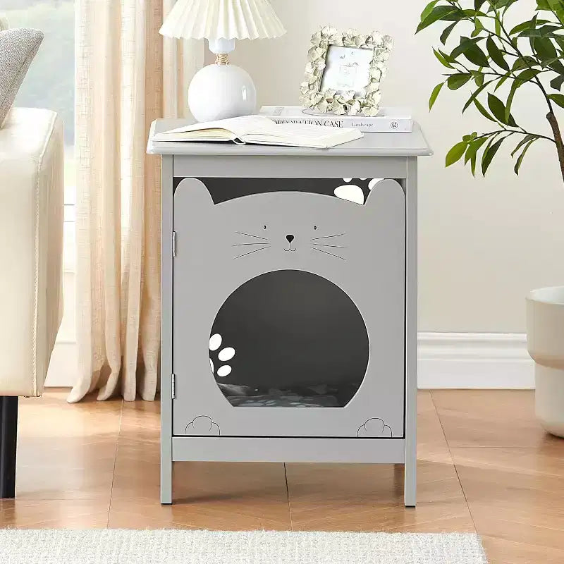 Modern Nightstand, Hidden Kitty Litter Cat House & Side Table, Cat Box Cabinet with Vent Holes, Wooden Cabinet for Cats, for Home