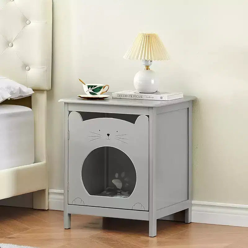 Modern Nightstand, Hidden Kitty Litter Cat House & Side Table, Cat Box Cabinet with Vent Holes, Wooden Cabinet for Cats, for Home