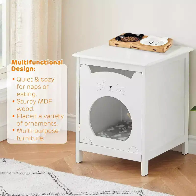 Modern Nightstand, Hidden Kitty Litter Cat House & Side Table, Cat Box Cabinet with Vent Holes, Wooden Cabinet for Cats, for Home