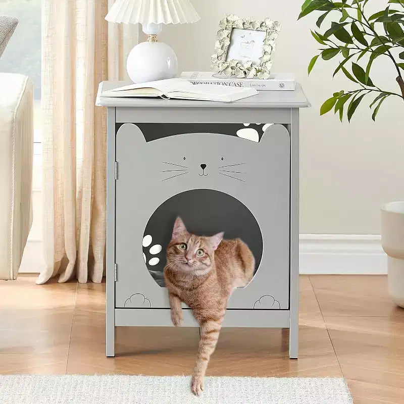 Modern Nightstand, Hidden Kitty Litter Cat House & Side Table, Cat Box Cabinet with Vent Holes, Wooden Cabinet for Cats, for Home