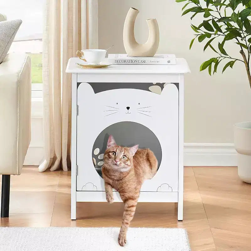 Modern Nightstand, Hidden Kitty Litter Cat House & Side Table, Cat Box Cabinet with Vent Holes, Wooden Cabinet for Cats, for Home