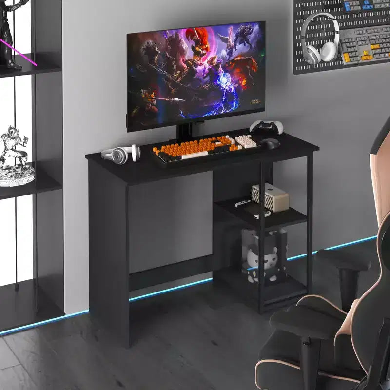 HOMLUX 40 Modern Computer Desk Study Writing Workstation w/Display Storage Shelves
