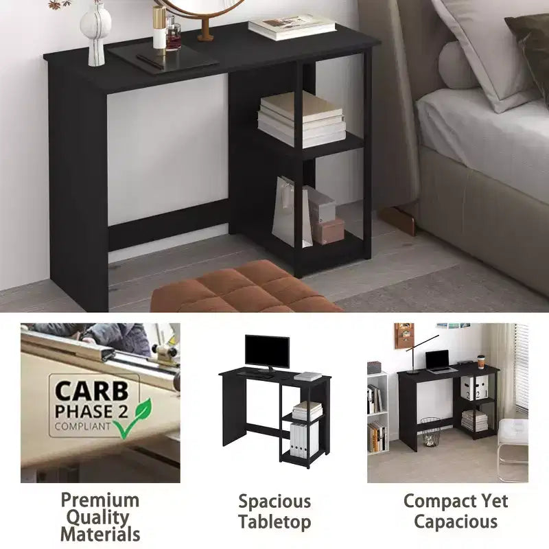 HOMLUX 40 Modern Computer Desk Study Writing Workstation w/Display Storage Shelves