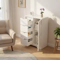 Homy Casa Storage Cabinet with 4 Drawers and Side Door, White