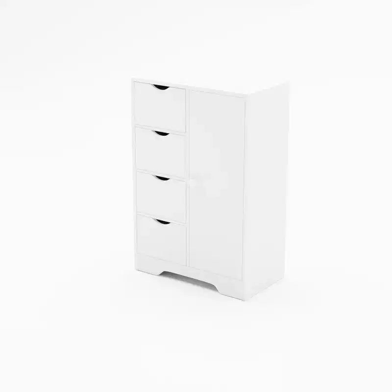 Homy Casa Storage Cabinet with 4 Drawers and Side Door, White