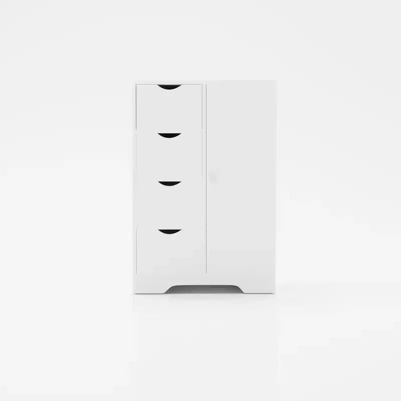 Homy Casa Storage Cabinet with 4 Drawers and Side Door, White