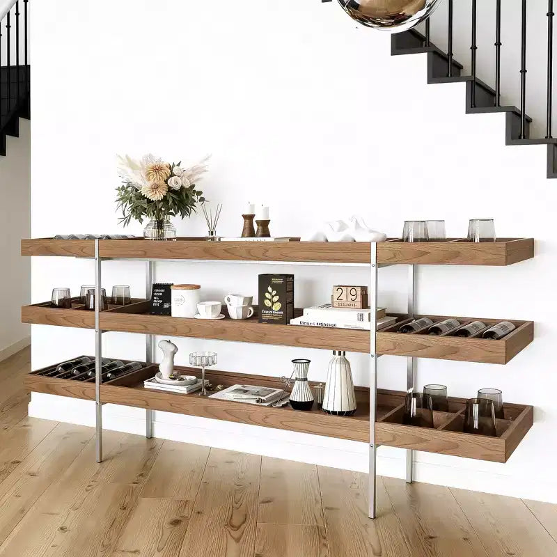 78.74 Inch Multi Tier Storage Shelf with Divided Compartments Living Room Organizer Shelf Gaoyangjiaju
