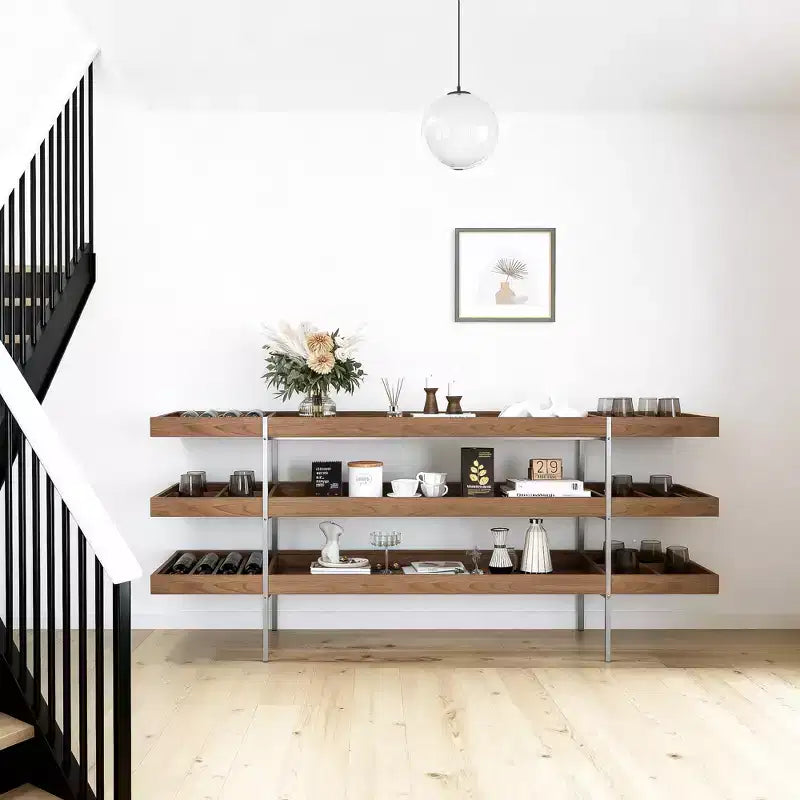 78.74 Inch Multi Tier Storage Shelf with Divided Compartments Living Room Organizer Shelf Gaoyangjiaju