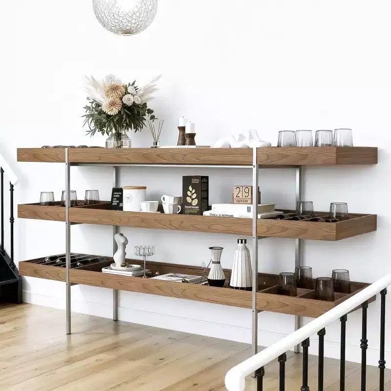 78.74 Inch Multi Tier Storage Shelf with Divided Compartments Living Room Organizer Shelf Gaoyangjiaju
