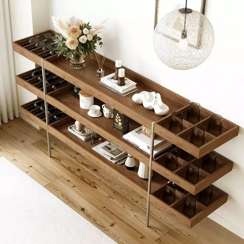 78.74 Inch Multi Tier Storage Shelf with Divided Compartments Living Room Organizer Shelf Gaoyangjiaju