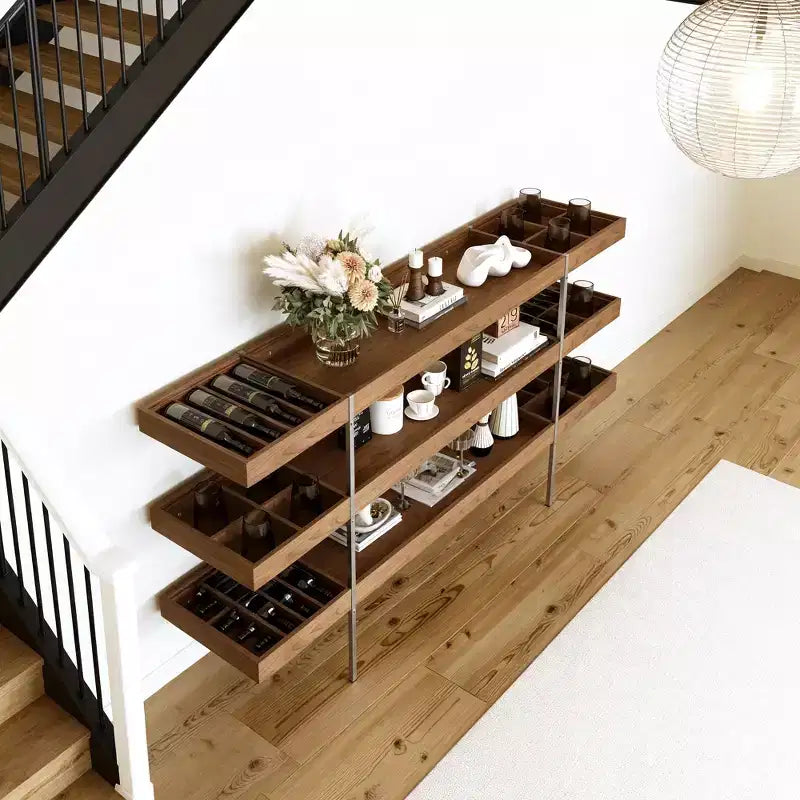 78.74 Inch Multi Tier Storage Shelf with Divided Compartments Living Room Organizer Shelf Gaoyangjiaju