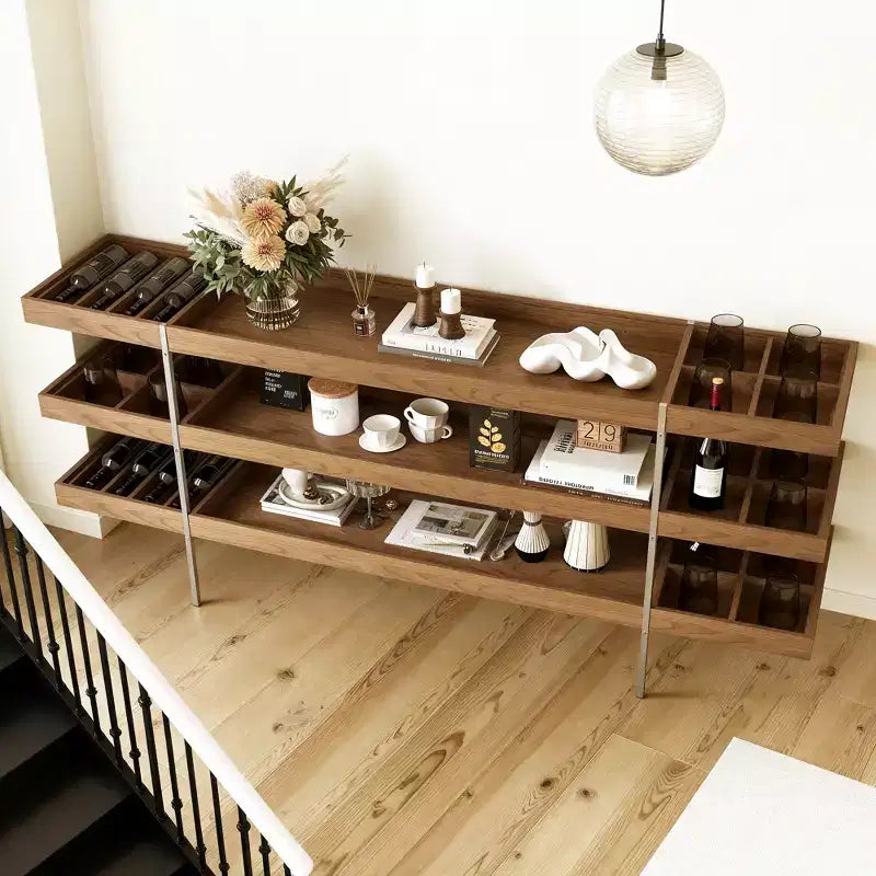 78.74 Inch Multi Tier Storage Shelf with Divided Compartments Living Room Organizer Shelf Gaoyangjiaju