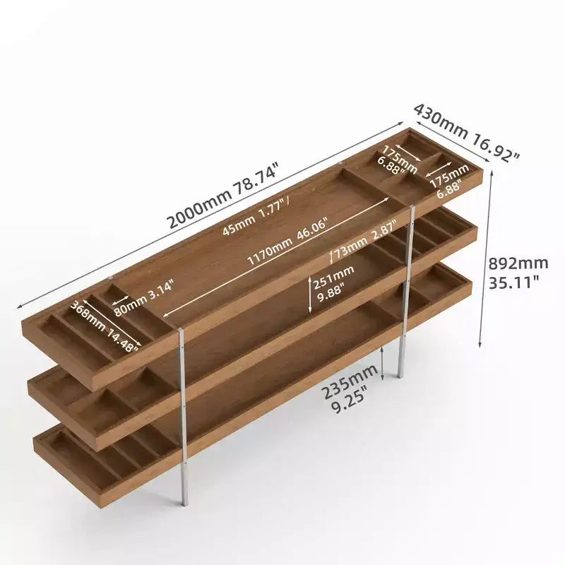 78.74 Inch Multi Tier Storage Shelf with Divided Compartments Living Room Organizer Shelf Gaoyangjiaju