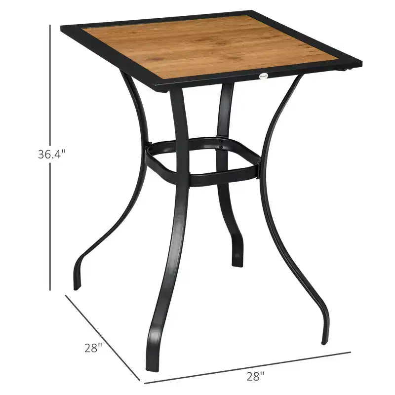 28 Outdoor Dining Table, Faux Wood Patio Furniture, Square Wood-Like Garden Table with Water Safe Design