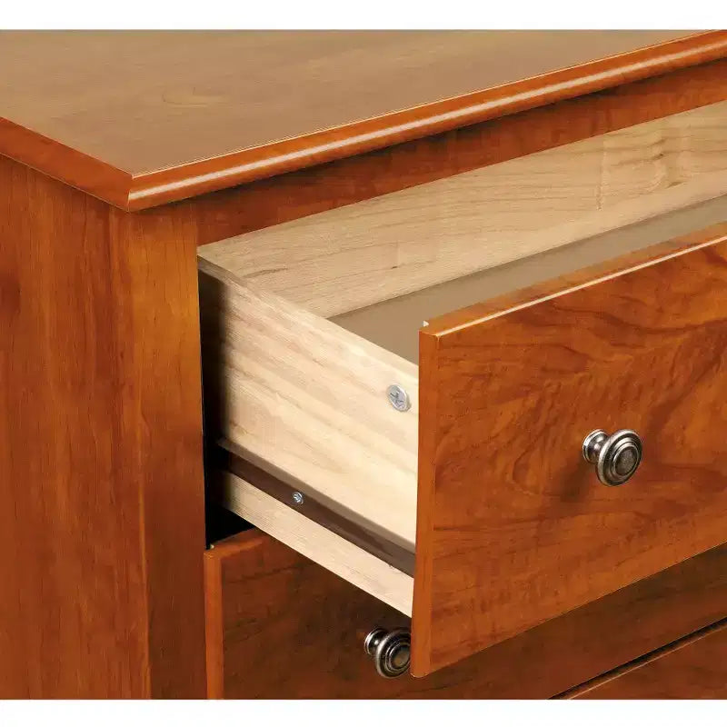 Open Shelf Nightstand Cherry - Monterey: Traditional MDF Frame, Metal Glides, 2 Drawers, 1 Shelf, 75 lb Capacity