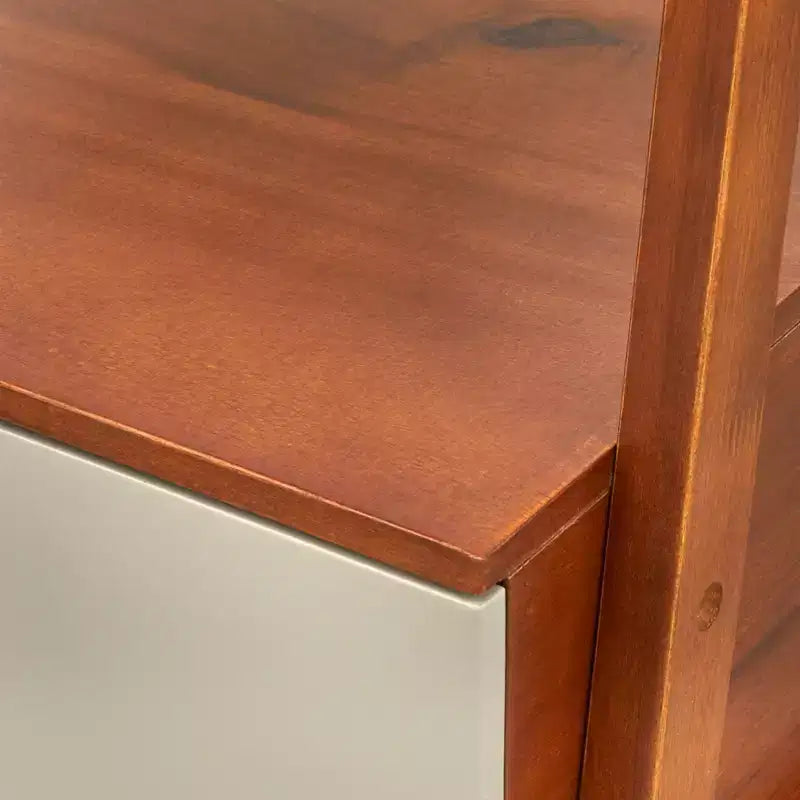 Lifestorey 71" Nordic Mid Century Modern Ladder Bookcase with Drawer Walnut