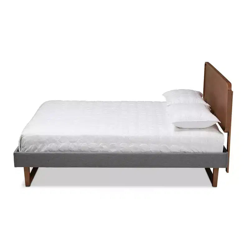 Full Ayla Walnut Finished Wood Platform Bed Gray - Baxton Studio