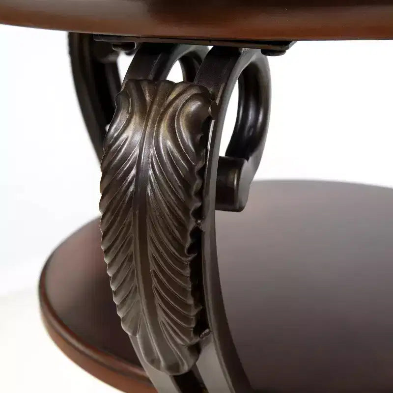 Telmin Traditional Side Table Brown Cherry - HOMES: Inside + Out: Elegant Round Accent Table with Storage Shelf