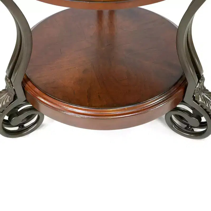 Telmin Traditional Side Table Brown Cherry - HOMES: Inside + Out: Elegant Round Accent Table with Storage Shelf