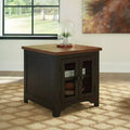 Valebeck Rectangular End Table Black/Brown - Signature Design by Ashley: Rustic Farmhouse Style with Storage