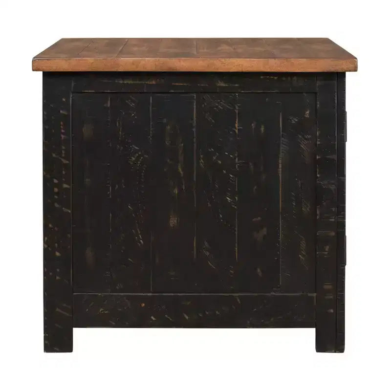 Valebeck Rectangular End Table Black/Brown - Signature Design by Ashley: Rustic Farmhouse Style with Storage