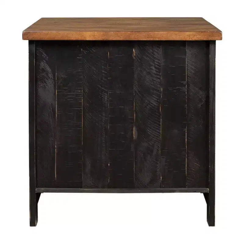 Valebeck Rectangular End Table Black/Brown - Signature Design by Ashley: Rustic Farmhouse Style with Storage
