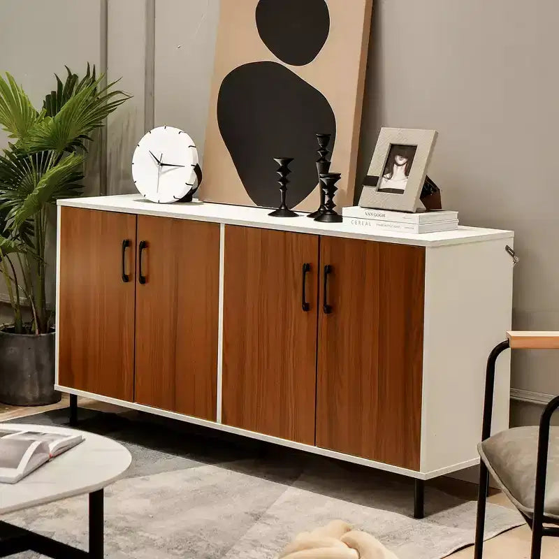 Costway Buffet Server Sideboard Kitchen Storage Cabinet Cupboard with Shelves & 4 Doors